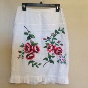 Richa Malcom 4 white embroidery linen skirt